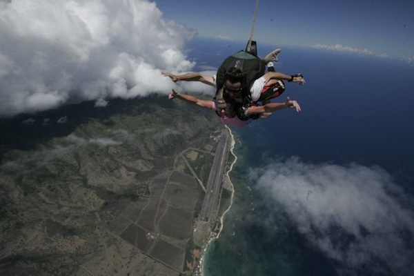 Skydiving Hawaii - this definitely was a little uncomfortable!
