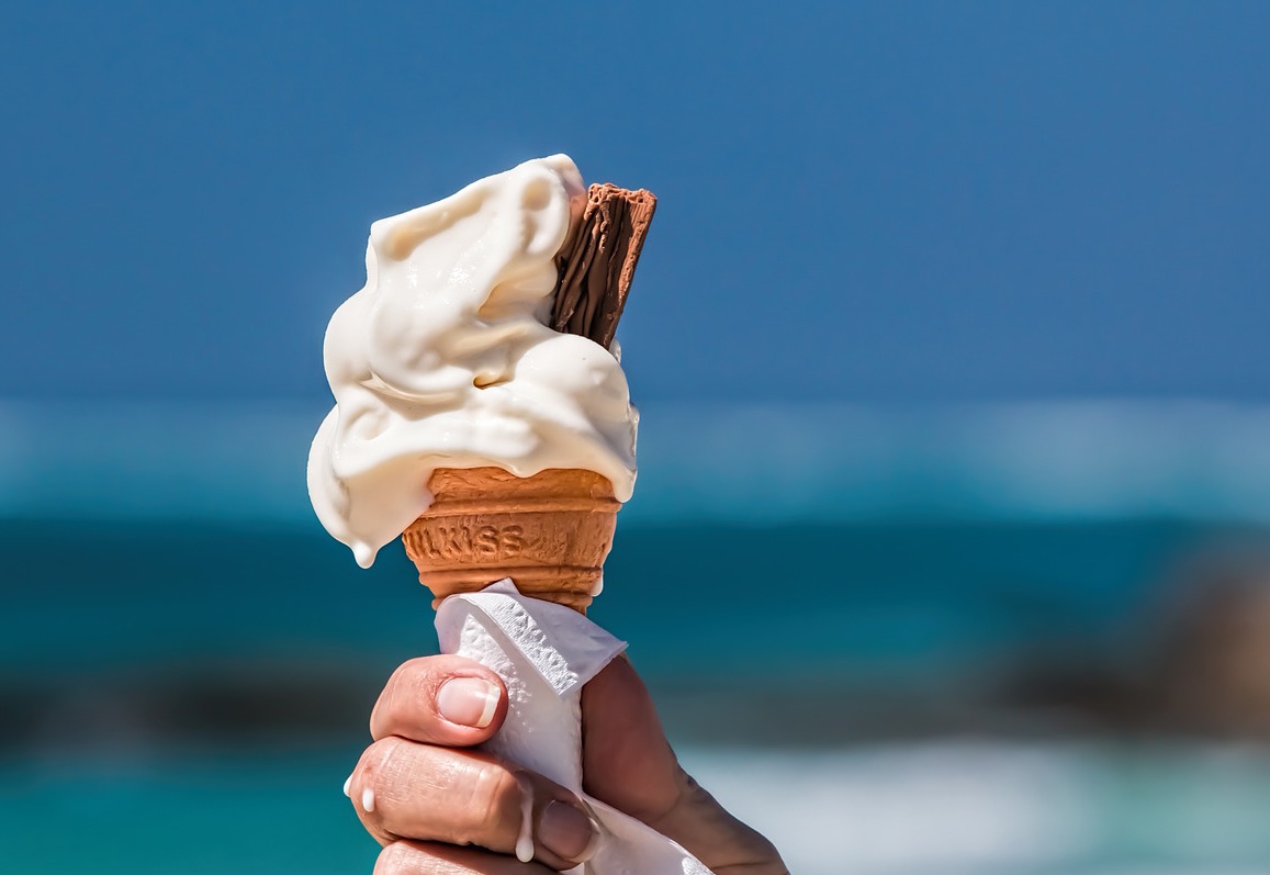Ice cream on a hot, sunny day