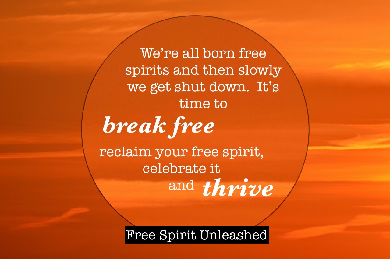 We are all born free spirits and then slowly we get shut down.  It's time to break free, reclaim your free spirit, celebrate it and thrive!